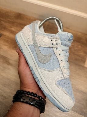 Nike Shoes Dunk Low FZ3779-025 Sneaker Women's 5 Grey Fog Light Blue Suede